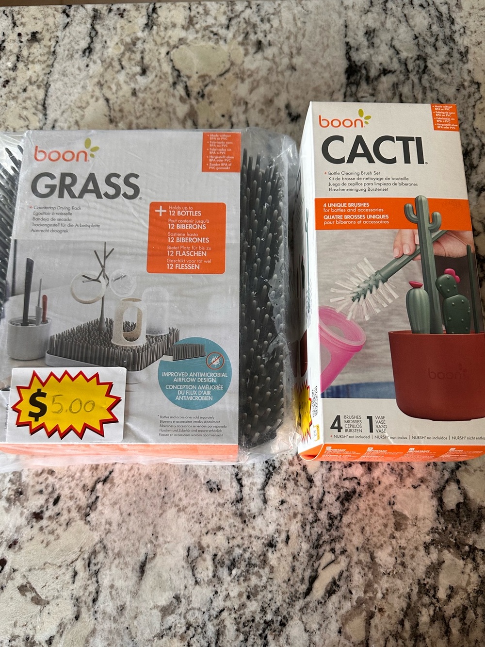 boon Grass & Cacti Bottle Drying Rack Set